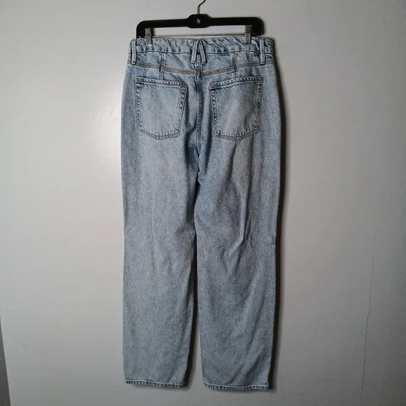 Good American Good '90s Jeans Womens Size 8/29 Blue Destroyed Denim Straight Leg - Picture 11 of 13